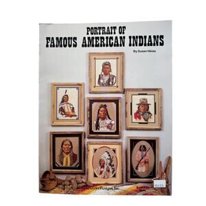 Vintage Portrait of Famous American Indians Cross Stitch Design Booklet Western